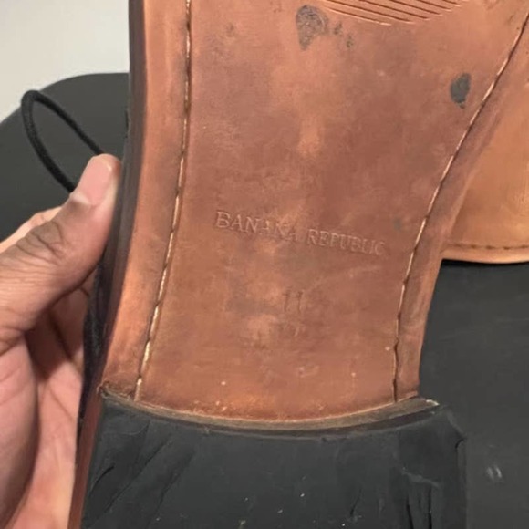 Banana Republic Mens Black Italian Leather Dress Shoes Wingtip Oxfords Size 11M - Picture 7 of 11